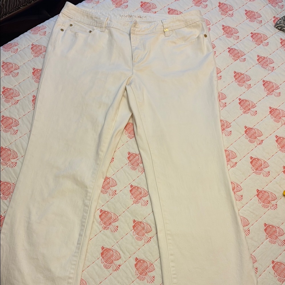 Michael Kors Cream Straight Leg Jeans